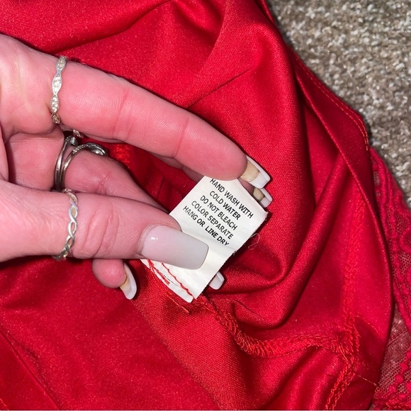 Altar'd State mini dress halter top lace overlay red A-line lined tunic SZ SM - Picture 10 of 12